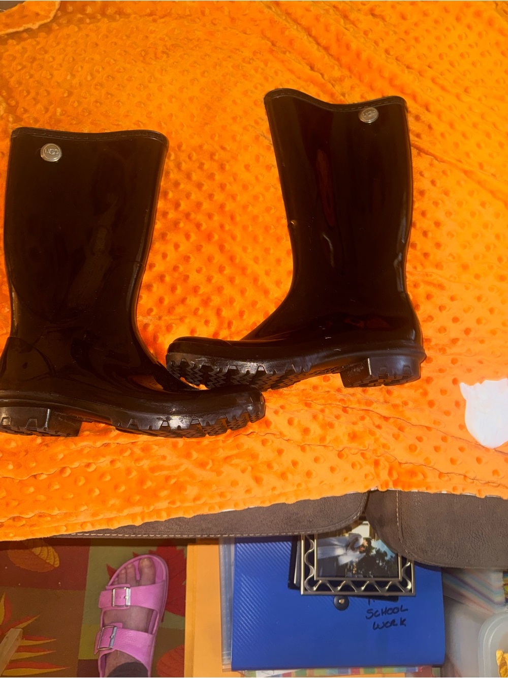UGG Black Glossy Rain Boots